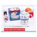 Superware ชุดถ้วยน้ำมีหูพร้อมฝา 4" 2 ชิ้น ลาย Doraemon (โดราเอมอน)